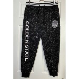 NBA Golden State Warriors Speckled Jogger Sweatpants Black White Mens Medium